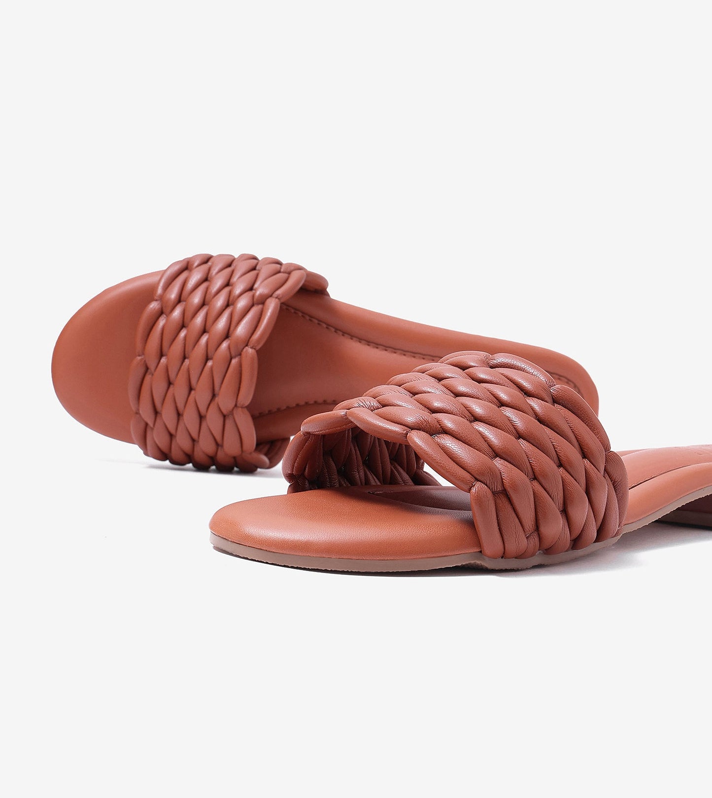 Braided Strap Comfort Slides - Tan