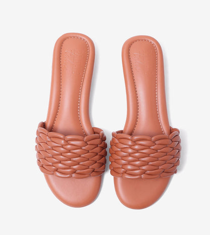 Braided Strap Comfort Slides - Tan
