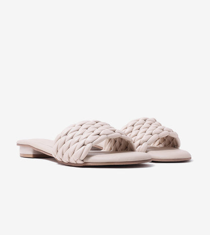 Braided Strap Comfort Slides - Beige