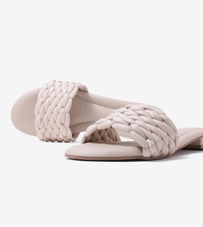 Braided Strap Comfort Slides - Beige