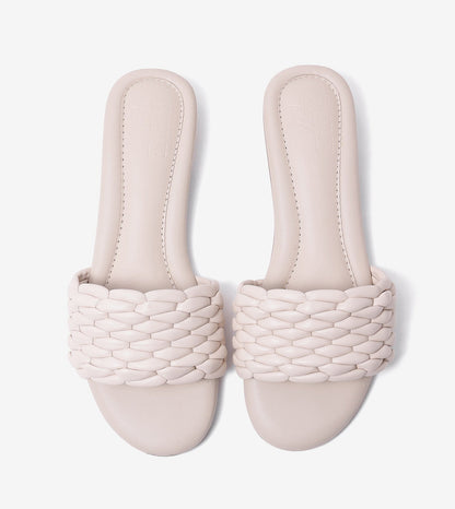 Braided Strap Comfort Slides - Beige