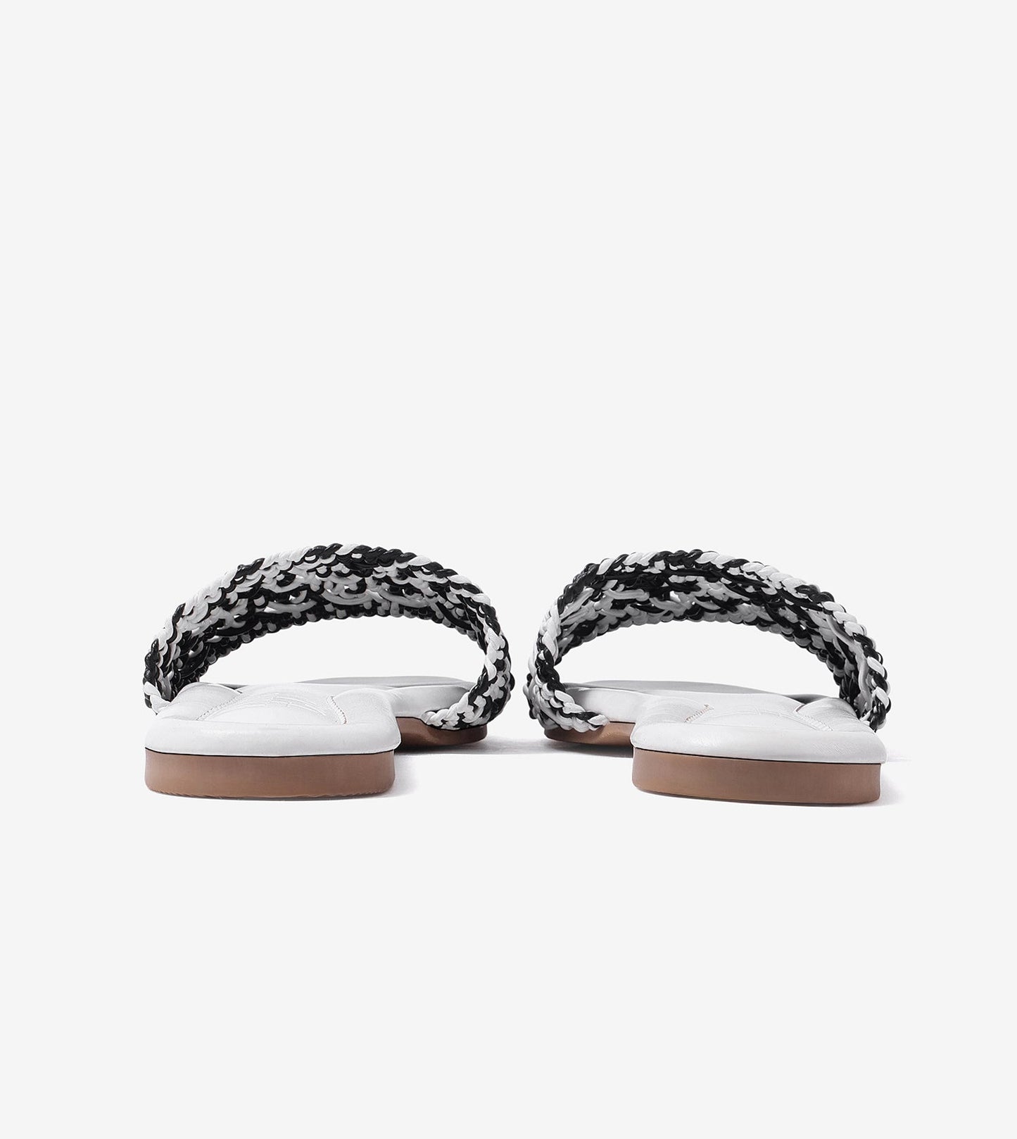 Textured Strap Slides Flat Sandal - Black