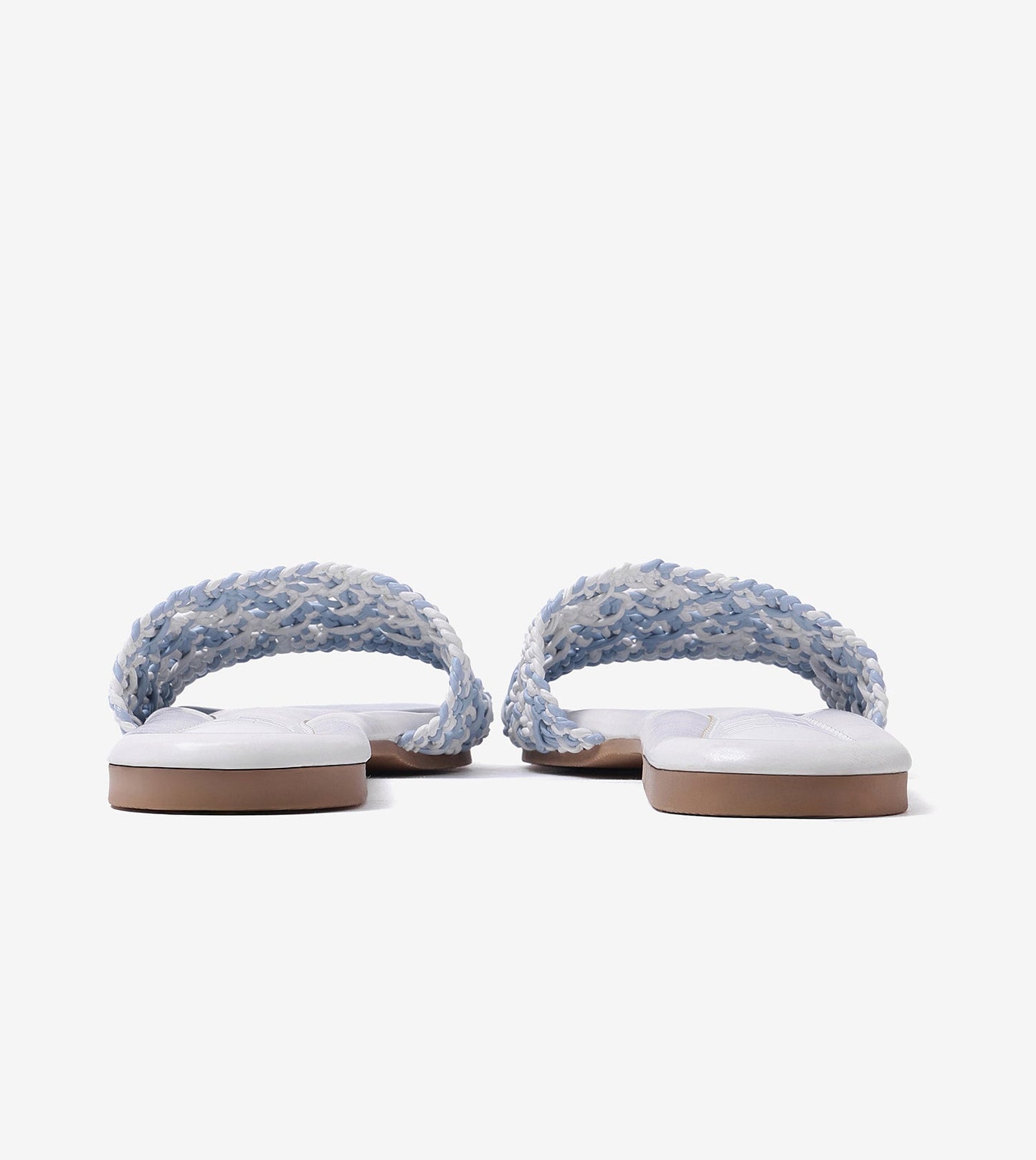 Textured Strap Slides Flat Sandal - Sky Blue