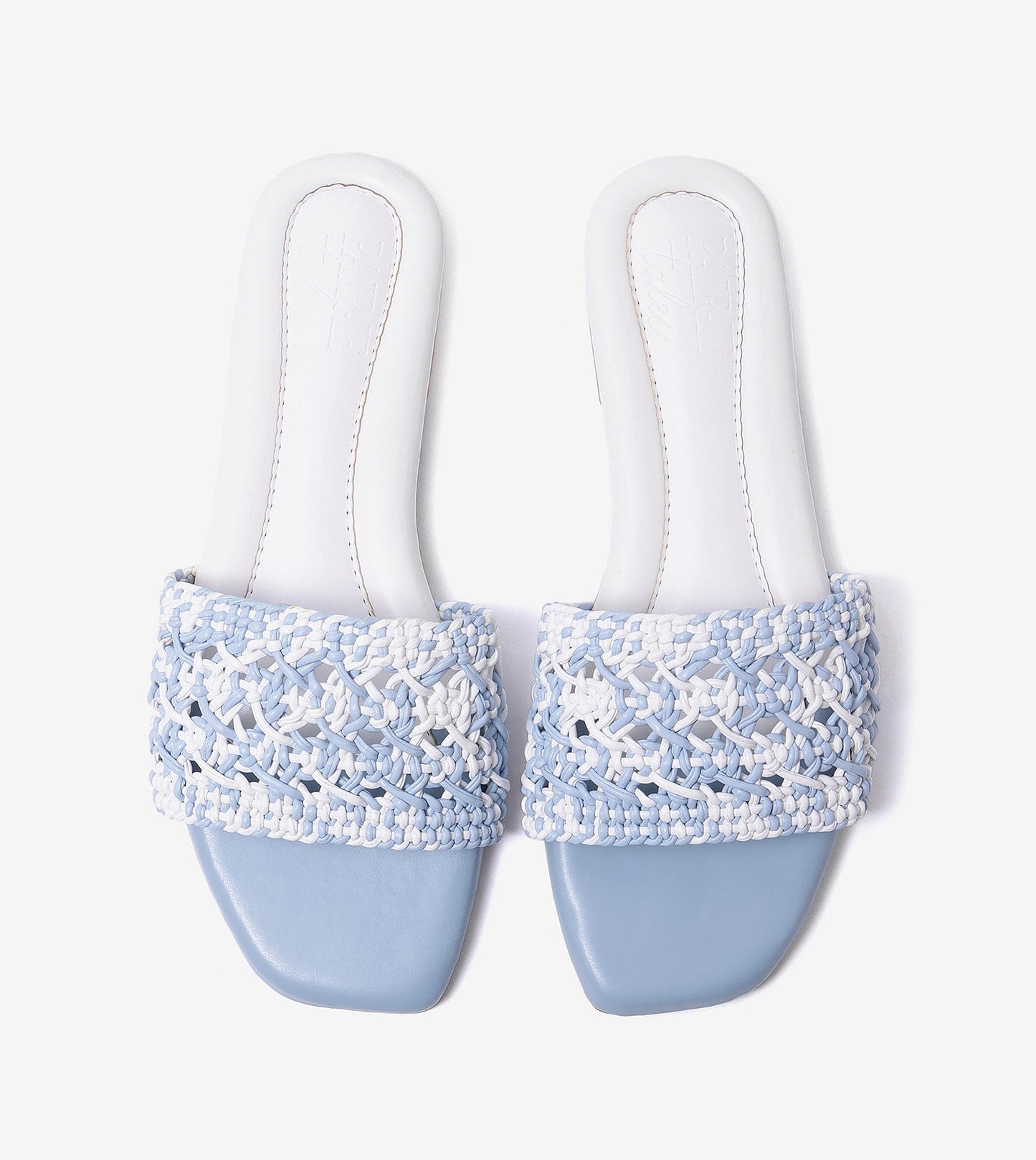 Textured Strap Slides Flat Sandal - Sky Blue
