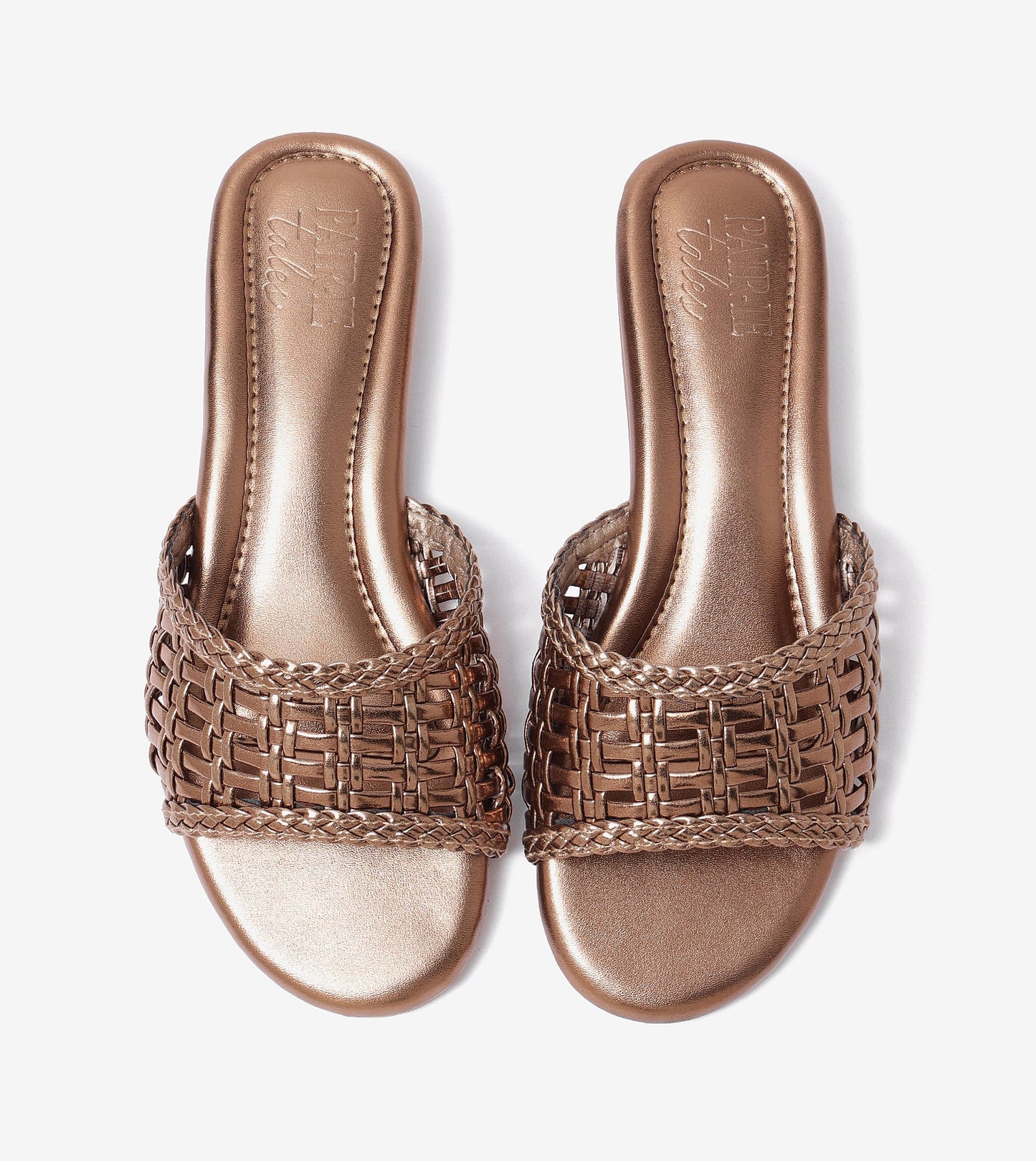 Weaved Strap Slide Flats - Antique