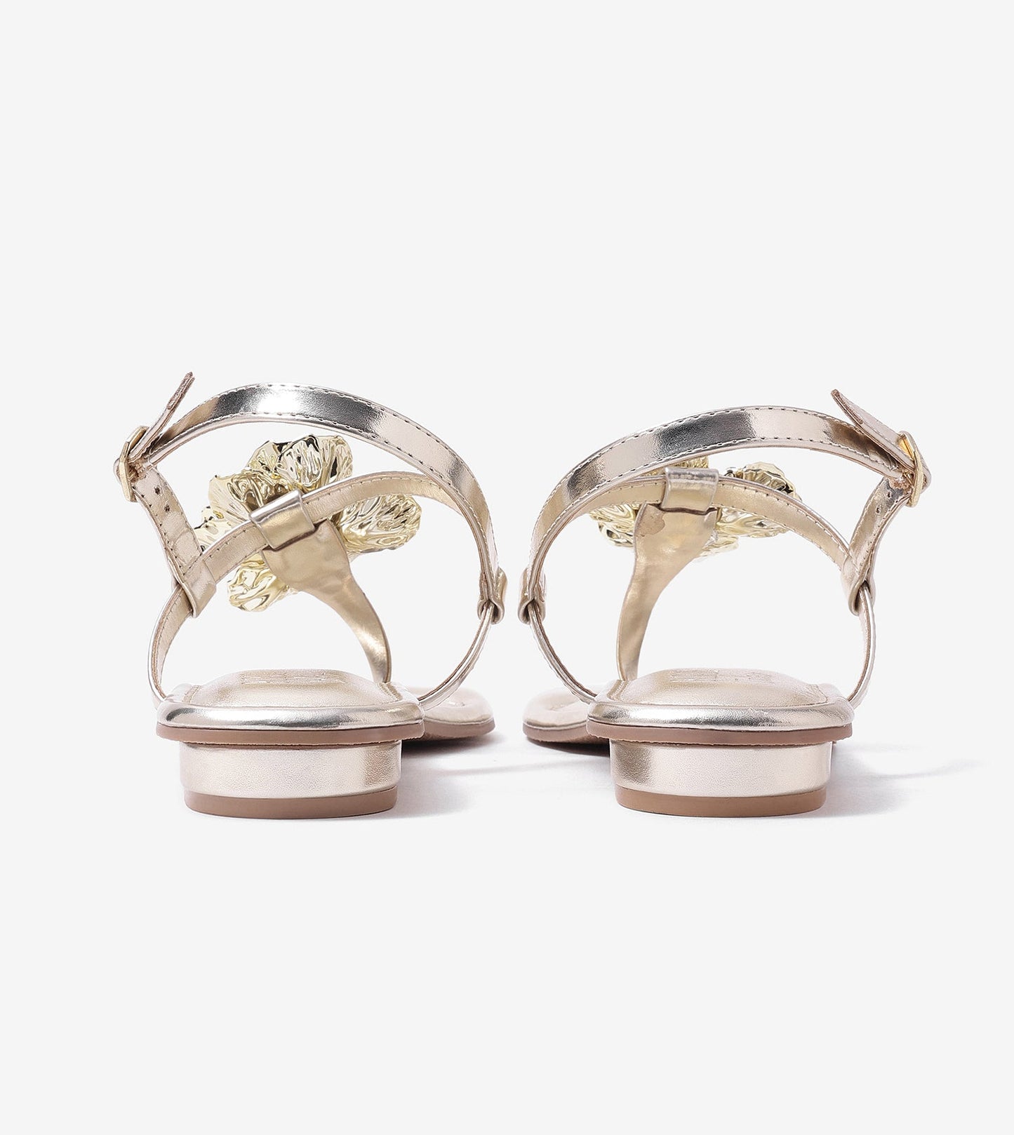 Floral Flats Sandal - Gold