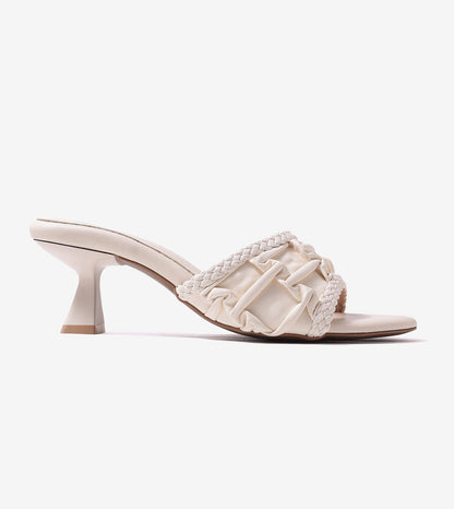 Braided Knot Strap Heels - Beige