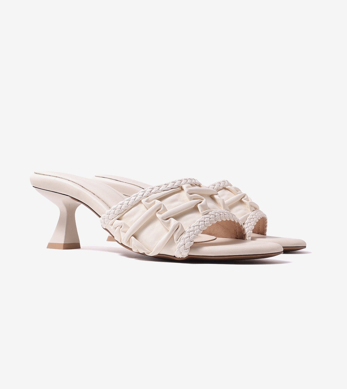 Braided Knot Strap Heels - Beige