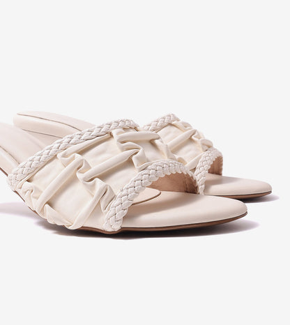 Braided Knot Strap Heels - Beige