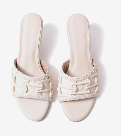 Braided Knot Strap Heels - Beige