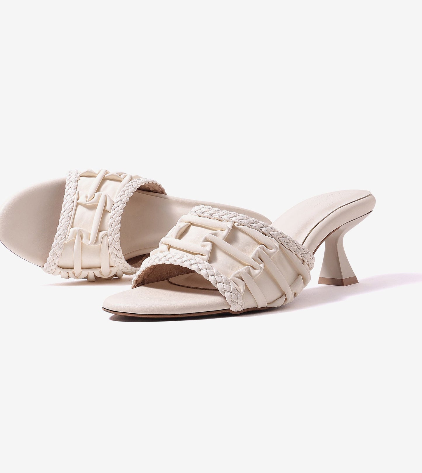 Braided Knot Strap Heels - Beige