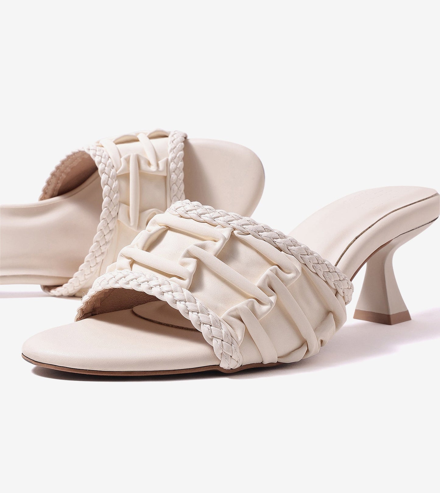 Braided Knot Strap Heels - Beige