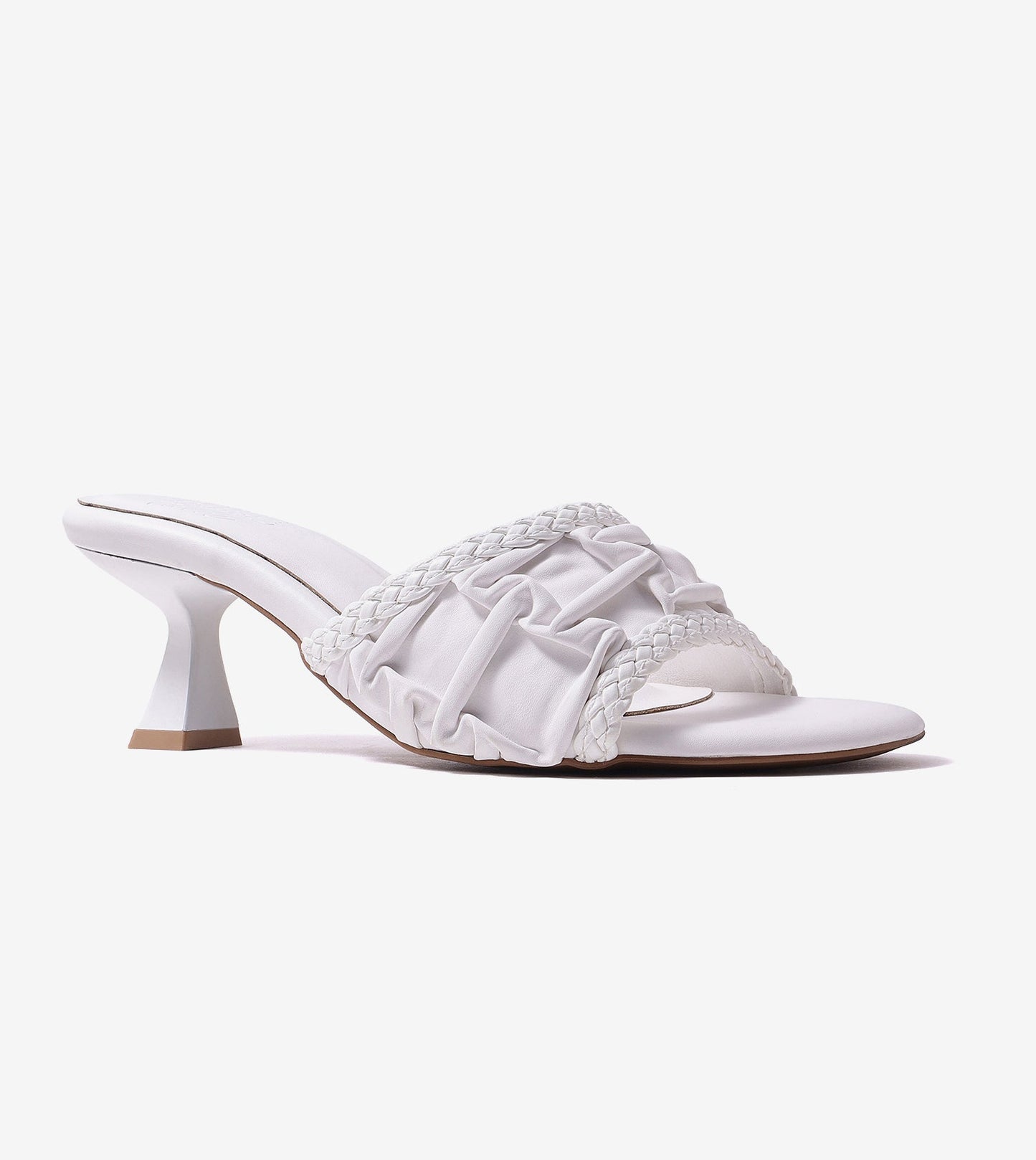 Braided Knot Strap Heels - Cream