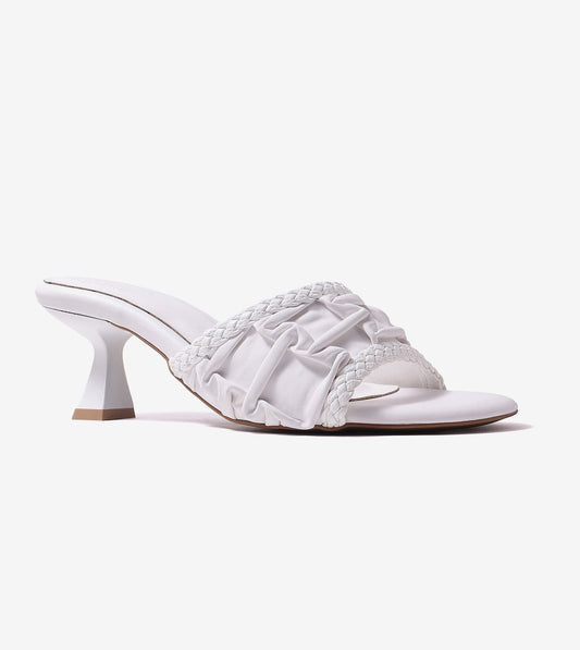 Braided Knot Strap Heels - Cream