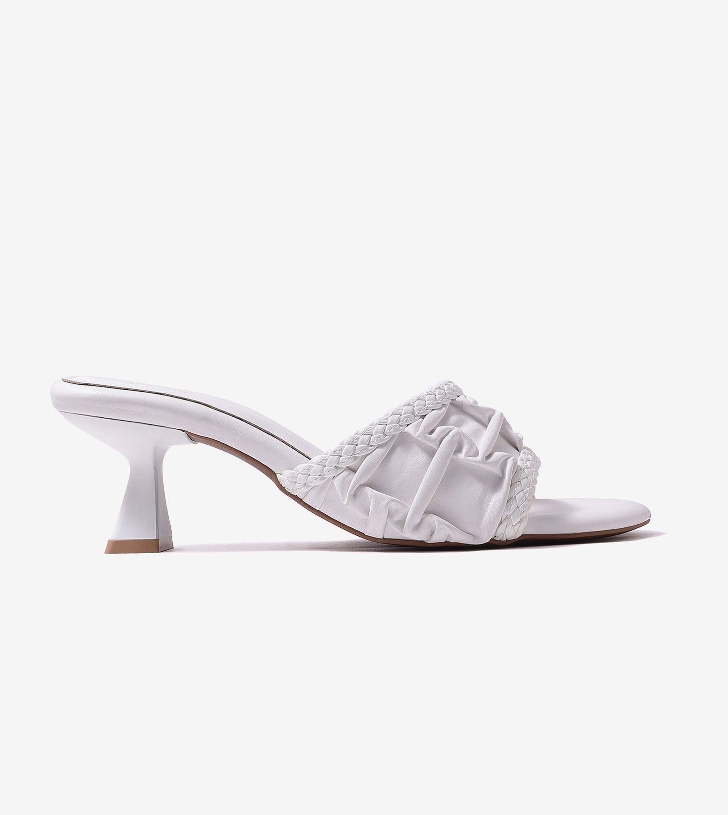 Braided Knot Strap Heels - Cream