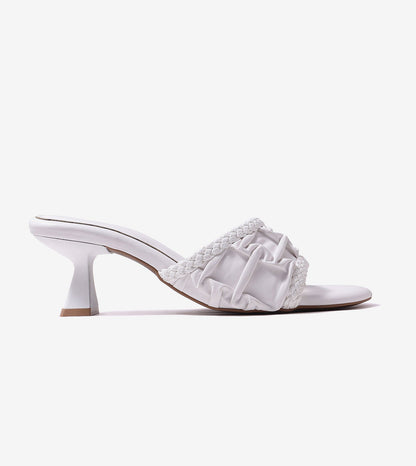 Braided Knot Strap Heels - Cream