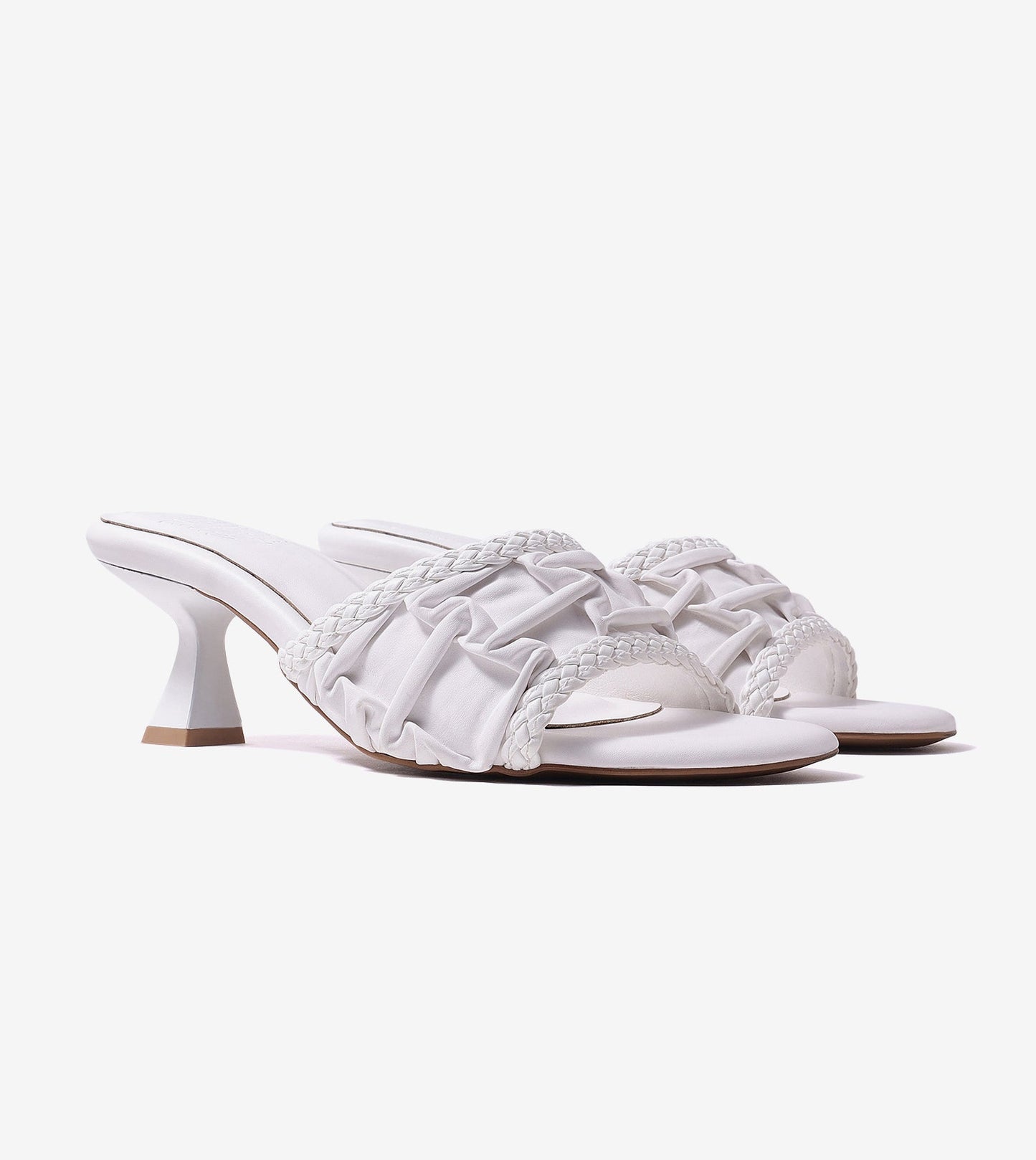 Braided Knot Strap Heels - Cream