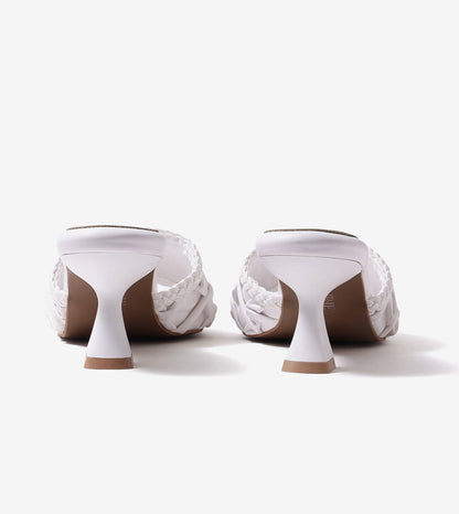 Braided Knot Strap Heels - Cream