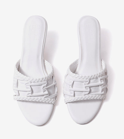 Braided Knot Strap Heels - Cream