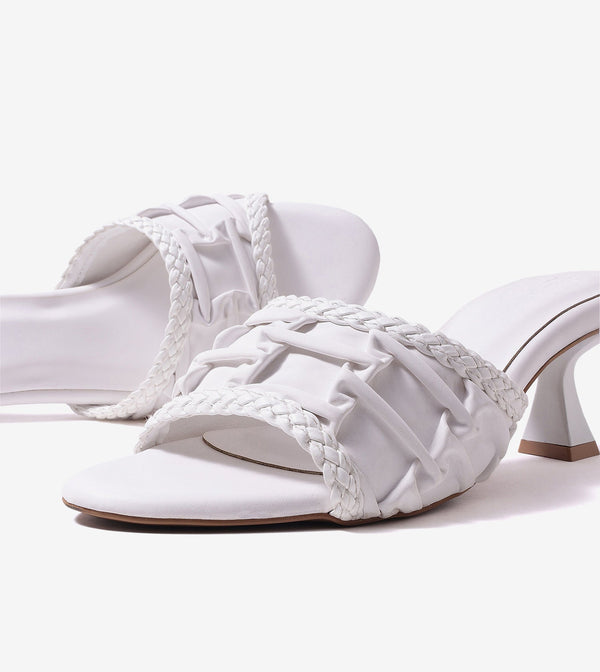 Braided Knot Strap Heels - Cream