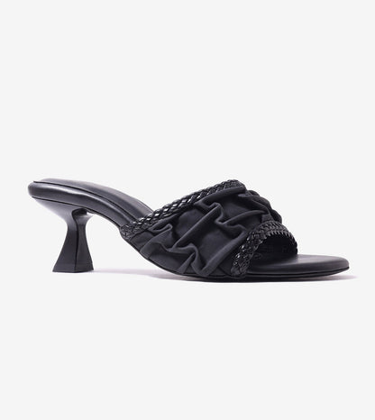 Braided Knot Strap Heels - Black