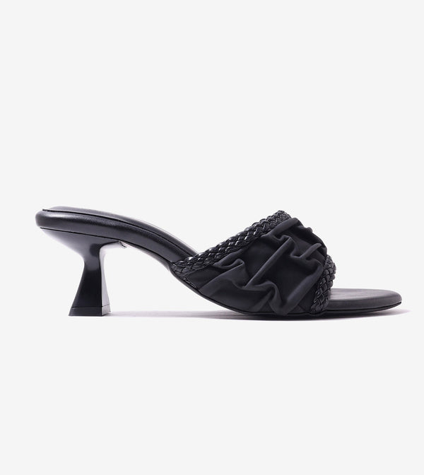 Braided Knot Strap Heels - Black