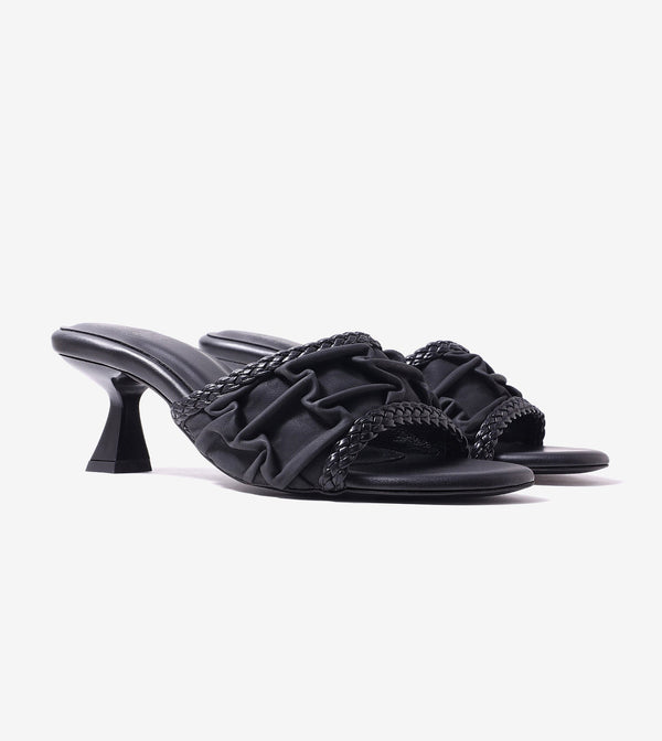 Braided Knot Strap Heels - Black