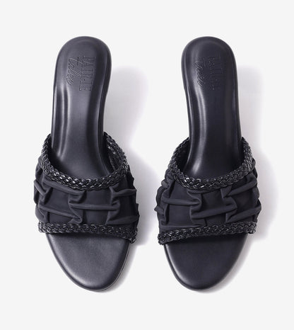 Braided Knot Strap Heels - Black