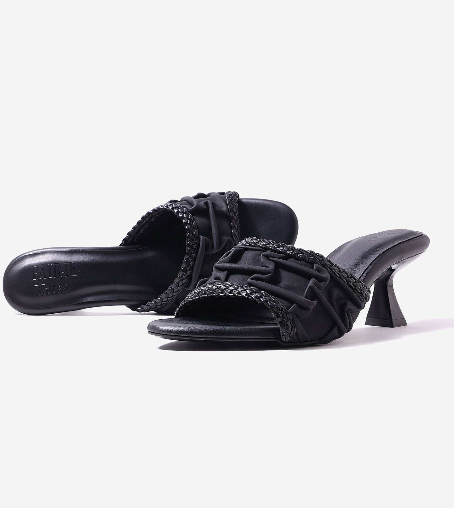 Braided Knot Strap Heels - Black