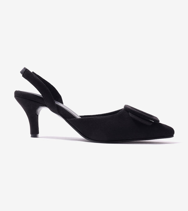 Buckle Pointed Heels - Black