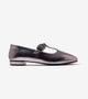 Classic Buckled Strap Mary Jane Flats - Gunmetal