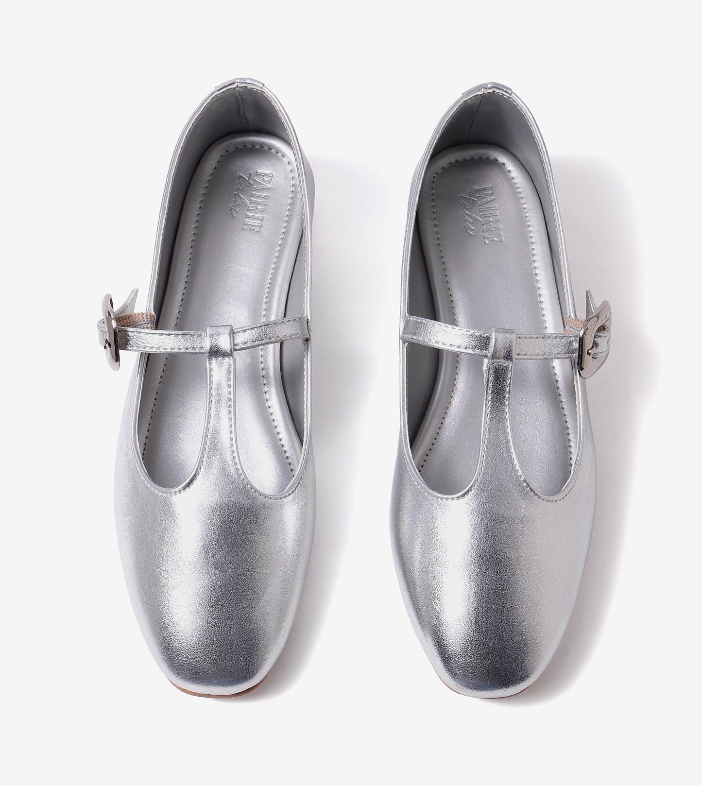 Classic Buckled Strap Mary Jane Flats - Silver