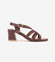 Interwoven Strap Block Heel Sandals - Brown
