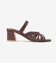 Woven Crossover Block Heel - Brown