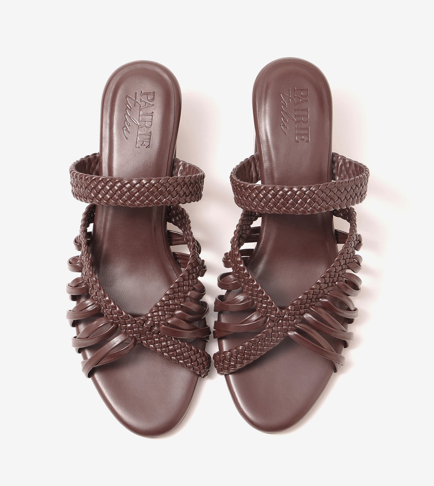 Woven Crossover Block Heel - Brown