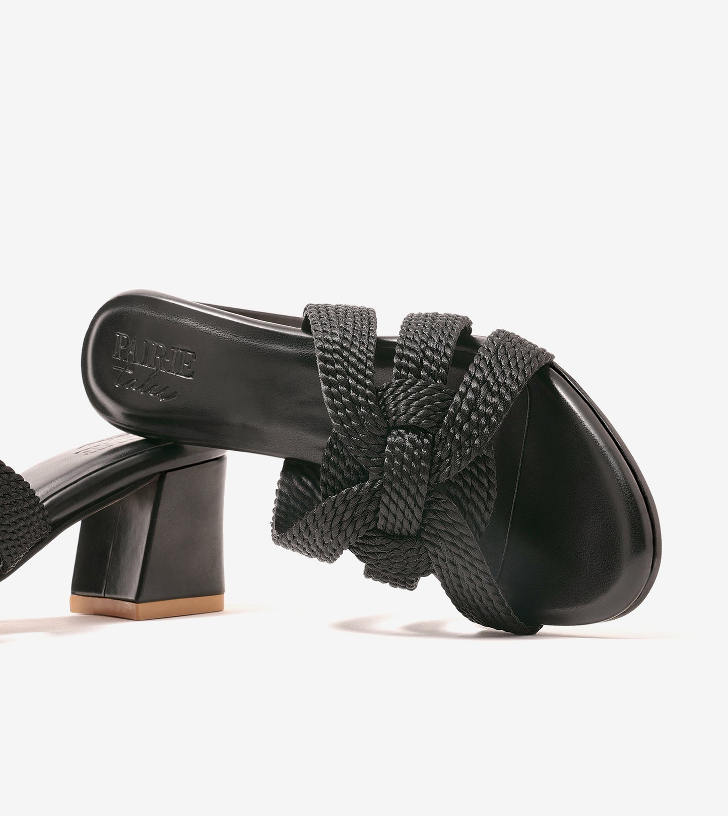 Braided Crossover Block Heels - Black