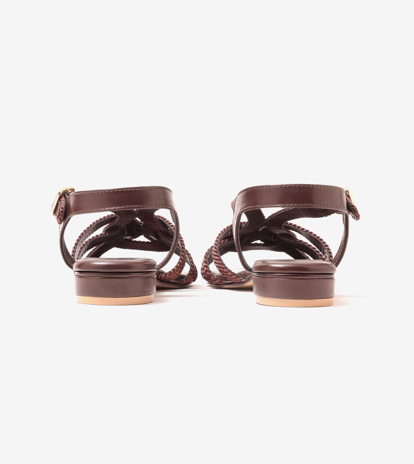 Entwined Woven Strap Flats Sandal - Brown