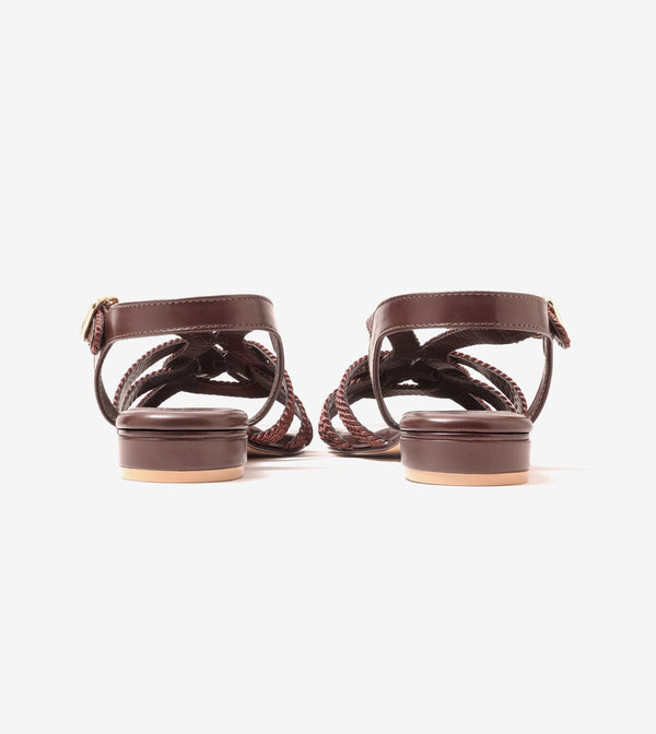Entwined Woven Strap Flats Sandal - Brown