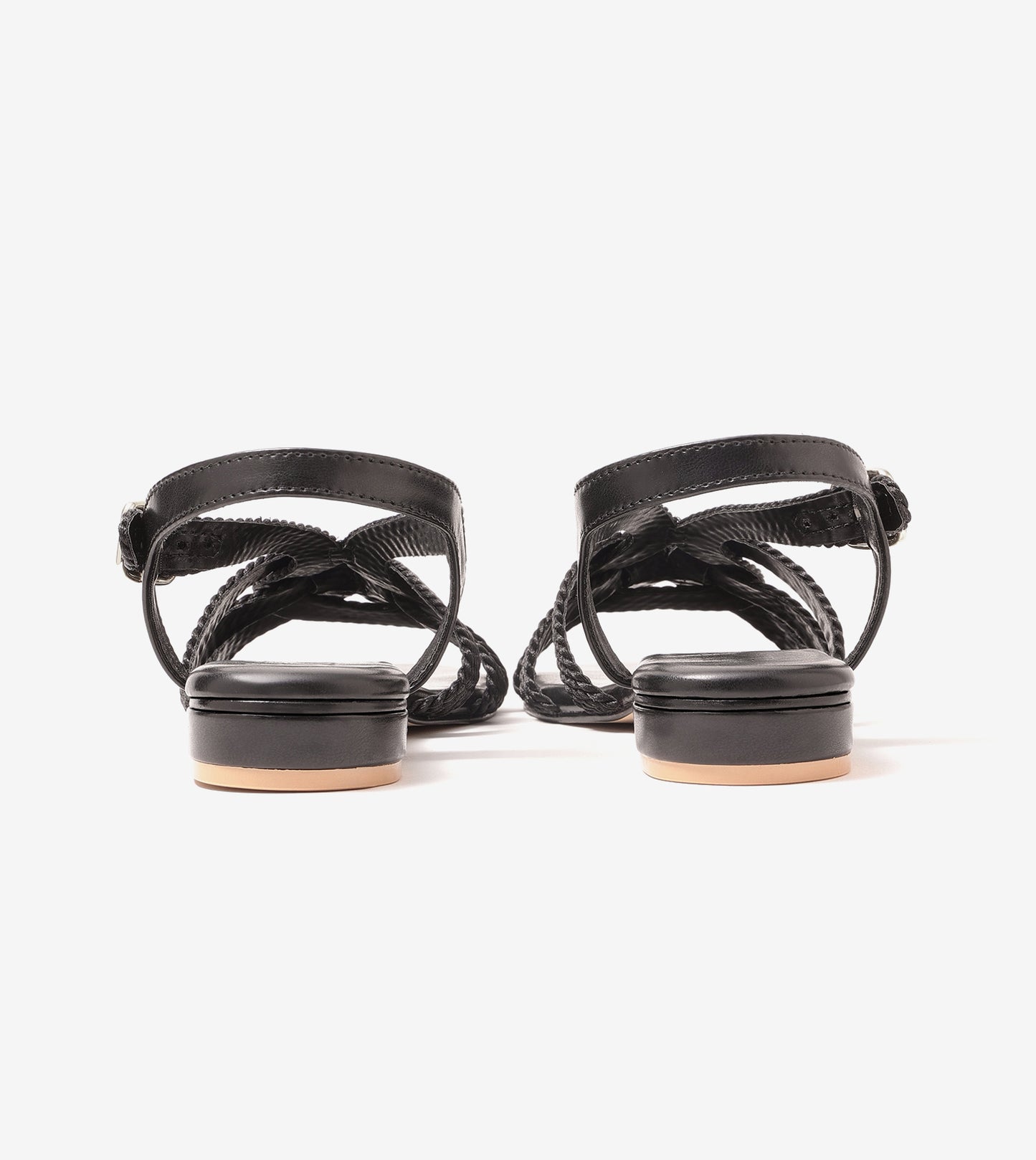 Entwined Woven Strap Flats Sandal - Black