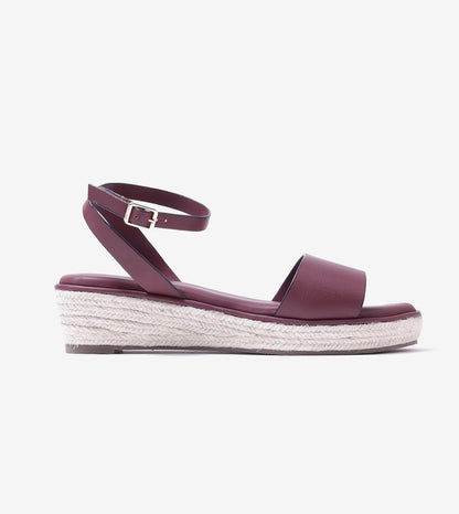Espadrille Wedges with Ankle Strap - Maroon