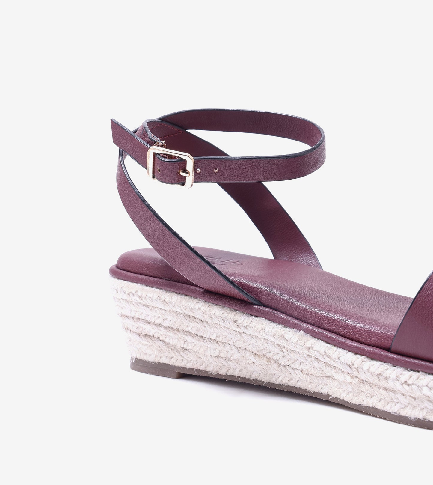 Espadrille Wedges with Ankle Strap - Maroon