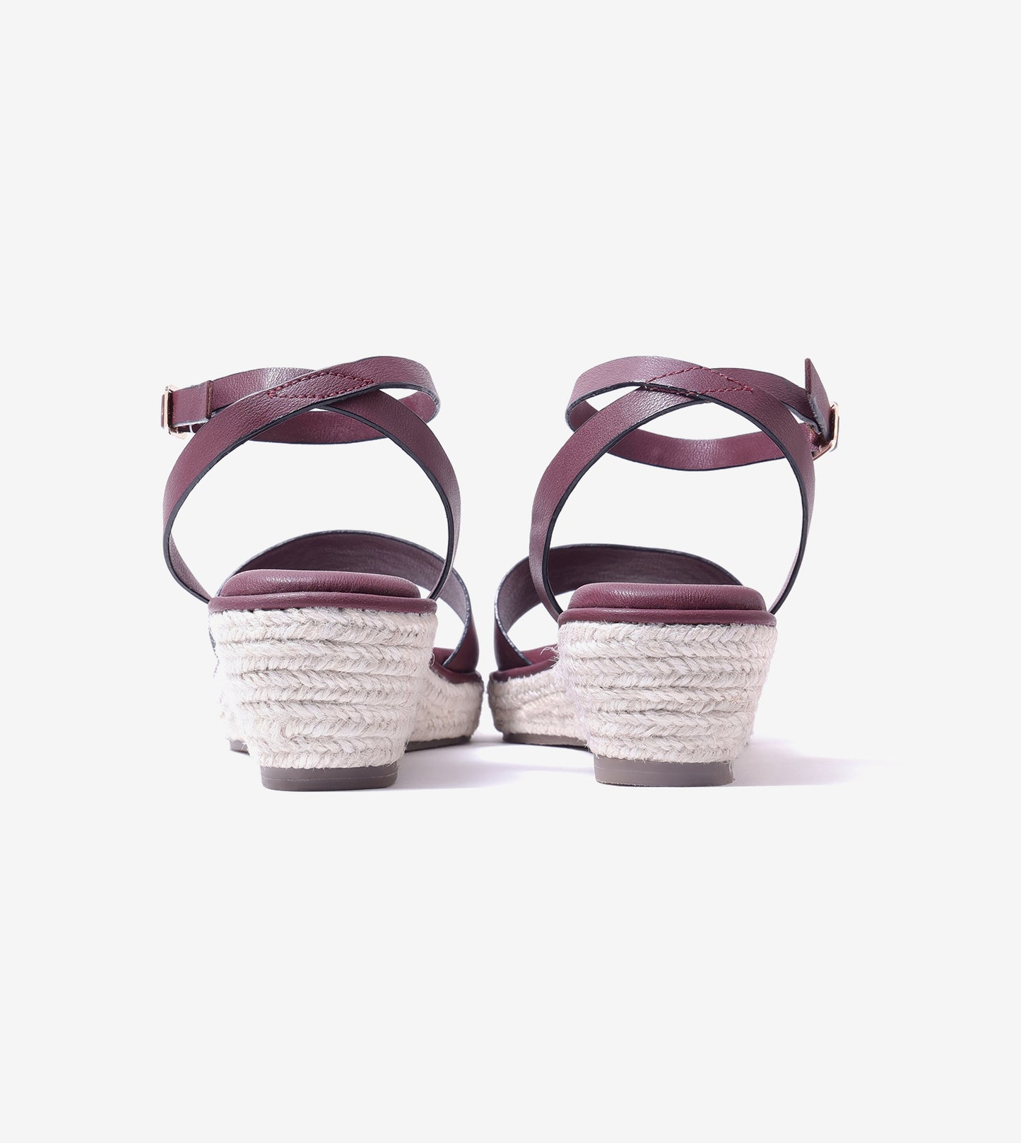 Espadrille Wedges with Ankle Strap - Maroon