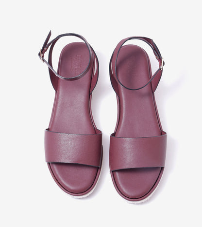 Espadrille Wedges with Ankle Strap - Maroon