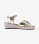 Cross-Strap Espadrille Wedges with Ankle Strap - Light Gold