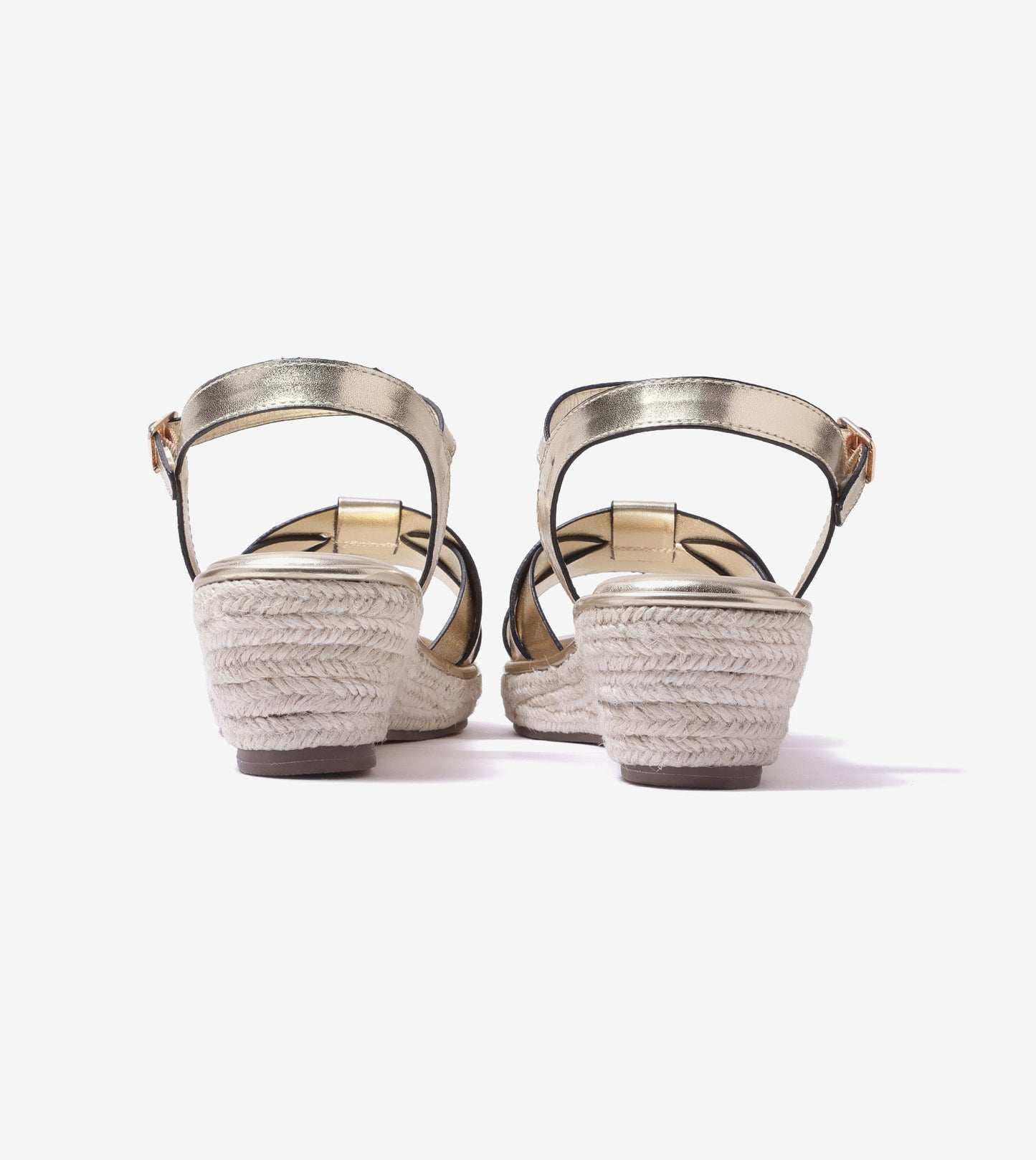 Double-Band Slide Wedges Ankle Strap - Light Gold