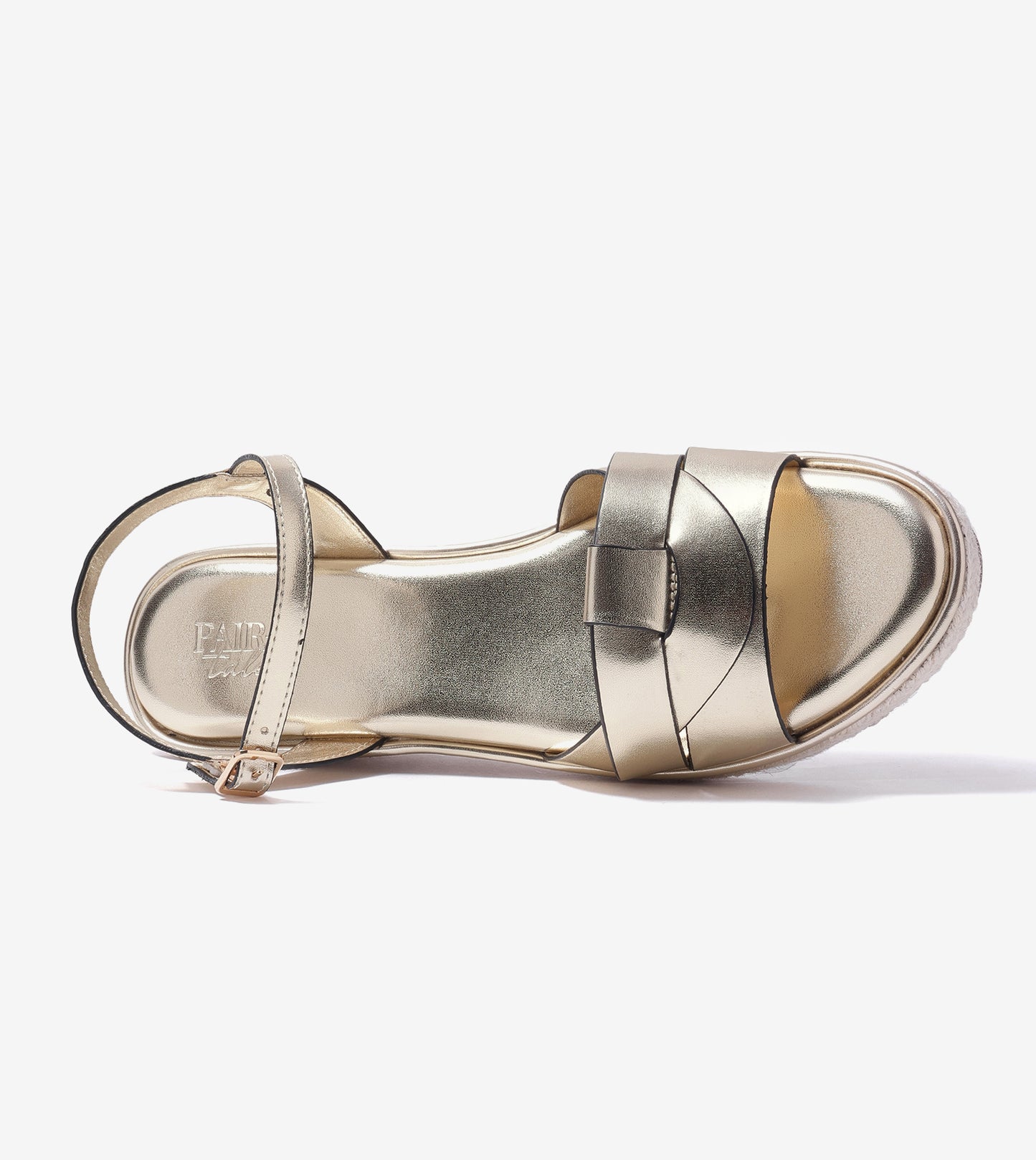 Double-Band Slide Wedges Ankle Strap - Light Gold