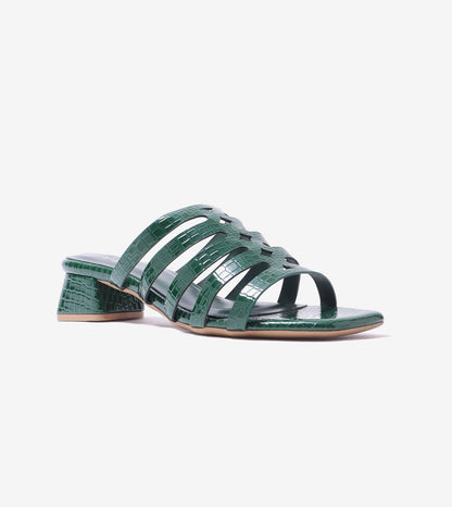 Cutout mule Block Heel - Bottle Green