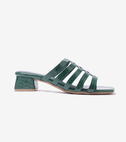 Cutout mule Block Heel - Bottle Green