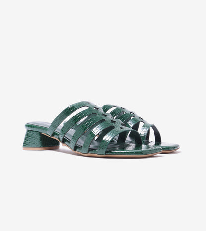 Cutout mule Block Heel - Bottle Green
