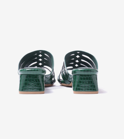Cutout mule Block Heel - Bottle Green
